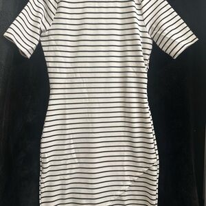 Iris Black and White Striped Mini Dress